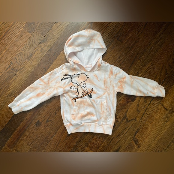 3T Snoopy Tie-Dye Hoodie Kids white orange snoopy skateboard gender neutral - Picture 2 of 15